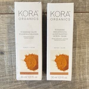 Kora Organics Turmeric Glow Foaming Cleanser & Exfoliating Scrub Mask 30ml NWT